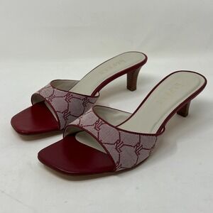 Ralph‎ Lauren Red & Beige Slide Sandals – Tartan Strap Women's US Size 7.5B